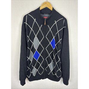 Sunice Windstopper Wool Zip Cardigan Mens XXL Argyle Golf Sweater Jacket